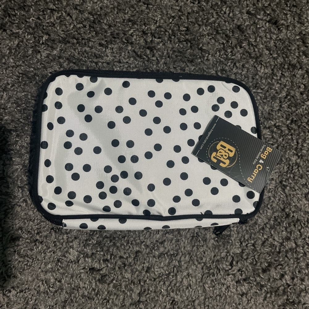 Bag & Carry White W/ Black Polka Dots Travelers Jewelry‎ Storage Bag New